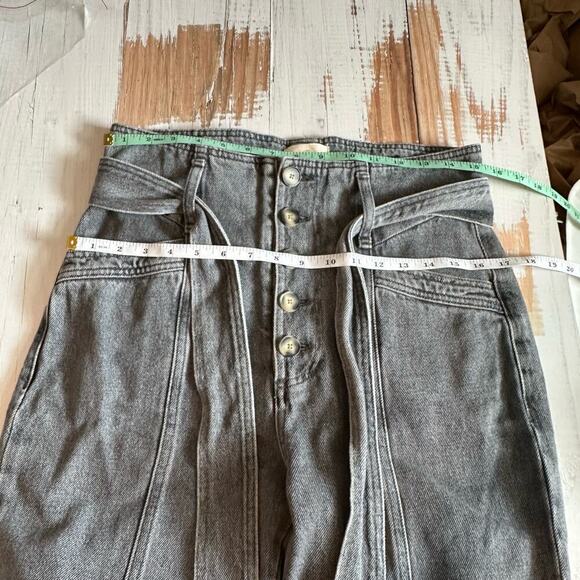 Sezane Maxime Belted Exposed Button Fly Jeans Gray Size FR 38 US 6 - Picture 11 of 15